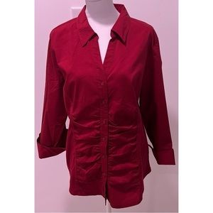 NY Collection Red Long Sleeve Blouse